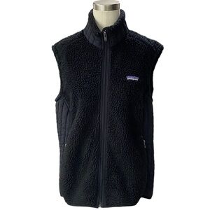 Patagonia Women's Retro-X Deep Pile Fleece Vest Black Size Large